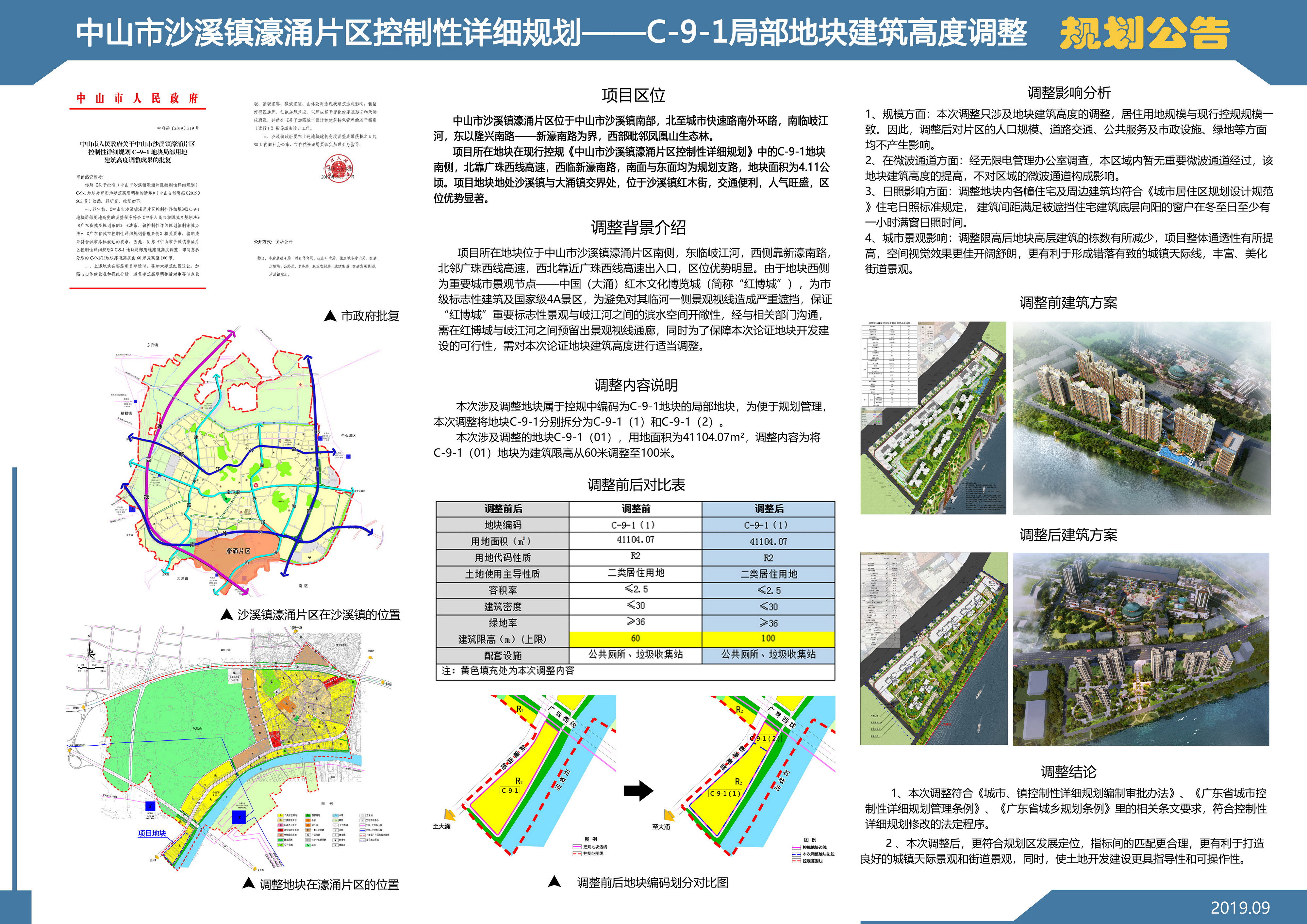 关于《沙溪镇濠涌片区控制性详细规划》c-9-1局部地块建筑限高调整
