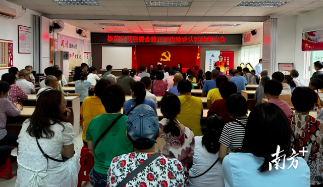 板芙社区举行岐江河边地块认种抽签大会。