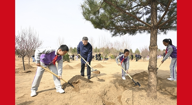 党和国家领导人参加首都义务植树活动